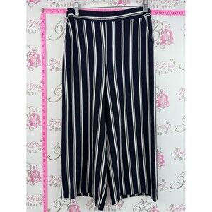 Work hall pants navy  & White Vertical Stripe Wide-Leg Pants striped flowy